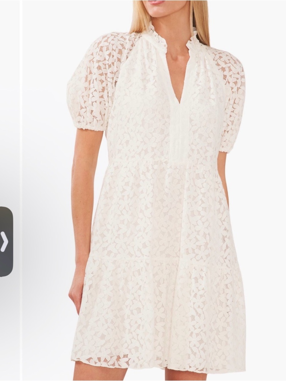 CeCe White Lace Babydoll Dress | Size Small | NWT